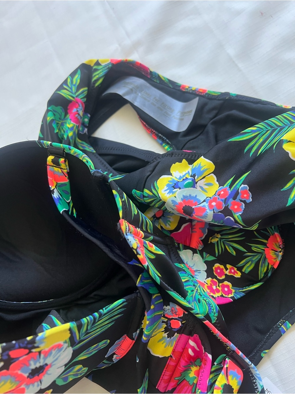 Old Navy Black Floral One-Piece Swimsuit - Picture 8 of 9